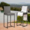 Outdoor Rattan Bar Chair With Metal Legs - Black - Image 5