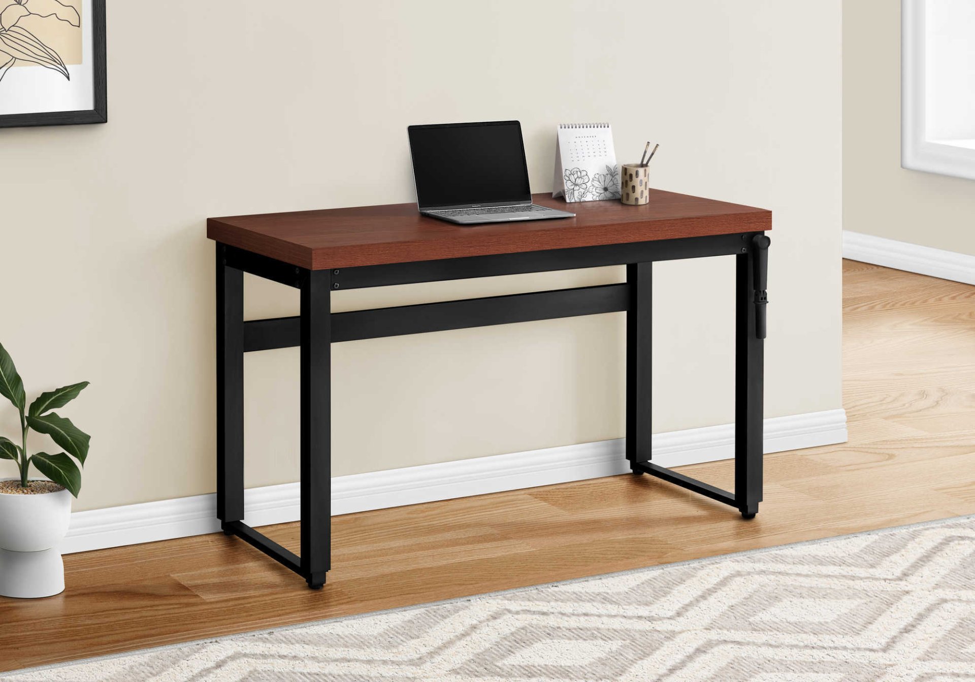 Computer Desk, Home Office, Standing, Adjustable, Laptop, Contemporary & Modern - Cherry - Image 4