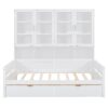 Full Size Daybed With Glass Door Storage Cabinets, Built In LED Lighting And Shelves - White - Image 6