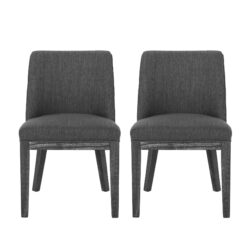 Modern Rustic Dining Chair (Set of 2) With Solid Wood Frame - Charcoal