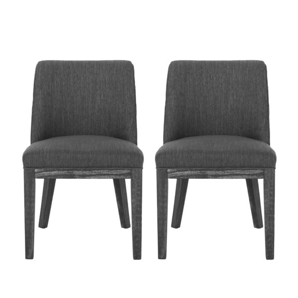 Modern Rustic Dining Chair (Set of 2) With Solid Wood Frame - Charcoal