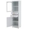 Tall Bathroom Storage Cabinet With Glass Doors, Free-Standing, Two Drawers, And Adjustable Shelves, MDF Board, Painted Perfect For Displaying Your Favorite Items - White - Image 14