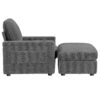 Oversized Chaise Lounge Indoor Rabbit Fur Sofa Bed With Storage Ottoman And Armrests Cup Holders With Deep Seat - Gray - Image 3