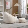 Bedding Bean Bag Sofa Chair High Pressure Foam Bean Bag Chair Adult Material With Padded Foam Padding Compressed Bean Bag With Footrest - Beige - Image 8