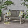Hampton - Outdoor Wood And Wicker Loveseat - Gray - Image 2