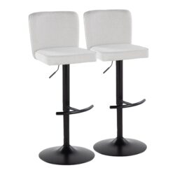 Henry - Contemporary Adjustable Barstool With Swivel With Rounded T Footrest (Set of 2) - Black / White