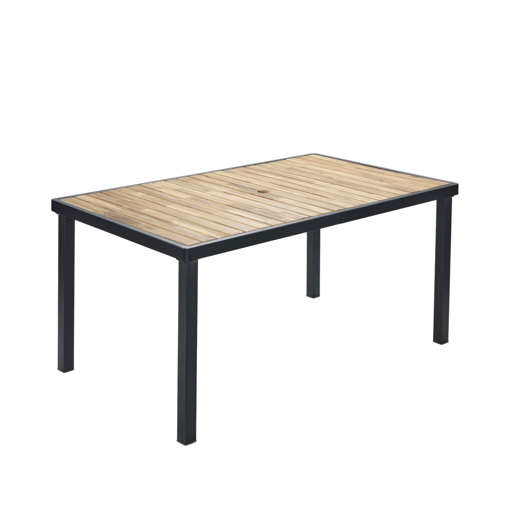 All Weather 7 Piece Patio Dining Table Set With Umbrella Hole - Brown / Gray - Image 17