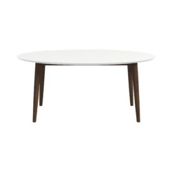 Ada - Mid-Century Modern Style Top Oval Dining Table - Brown / White