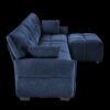 Elegant 3 Seater Sofa Set With Ottoman And Pillows, Textured, High Resilience Cushions - Blue - Image 16