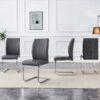 Luxury Simple Arch Chair Set Of 4 High Resilience Dining Chair - Dark Gray / Silver - Image 4