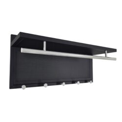 Esyspot - Metal Powder Coating Hook Wall Mounted With Shelf - Black Chrome