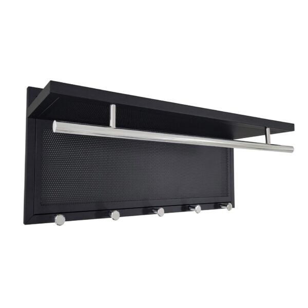 Esyspot - Metal Powder Coating Hook Wall Mounted With Shelf - Black Chrome