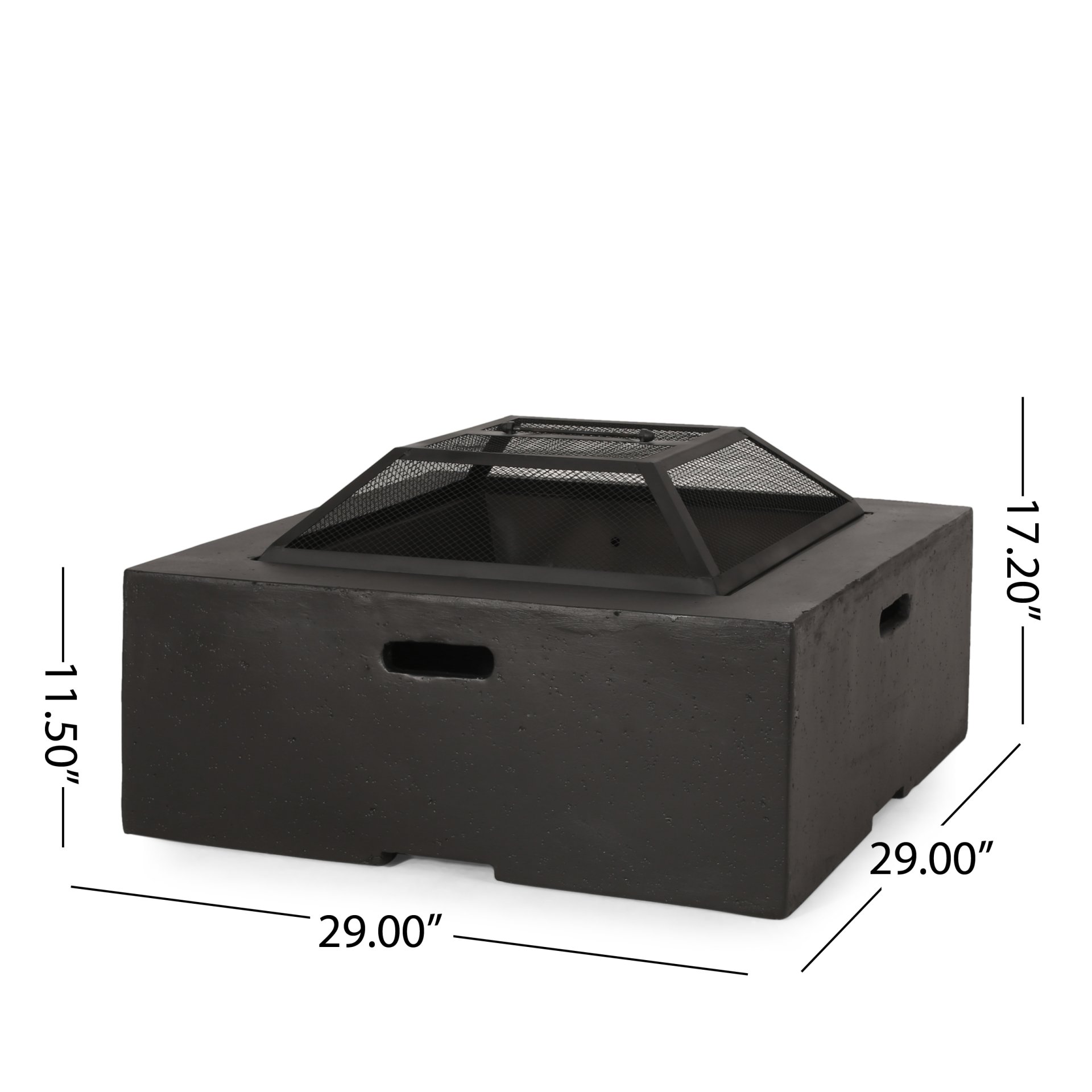 Outdoor Square Mgo Wood Burning Fire Pit - Dark Gray - Image 3