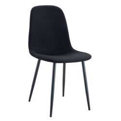 Luxury Simple Chair (Set of 4) Linen Cotton High Resilience Dining Chair With Metal Leg - Black