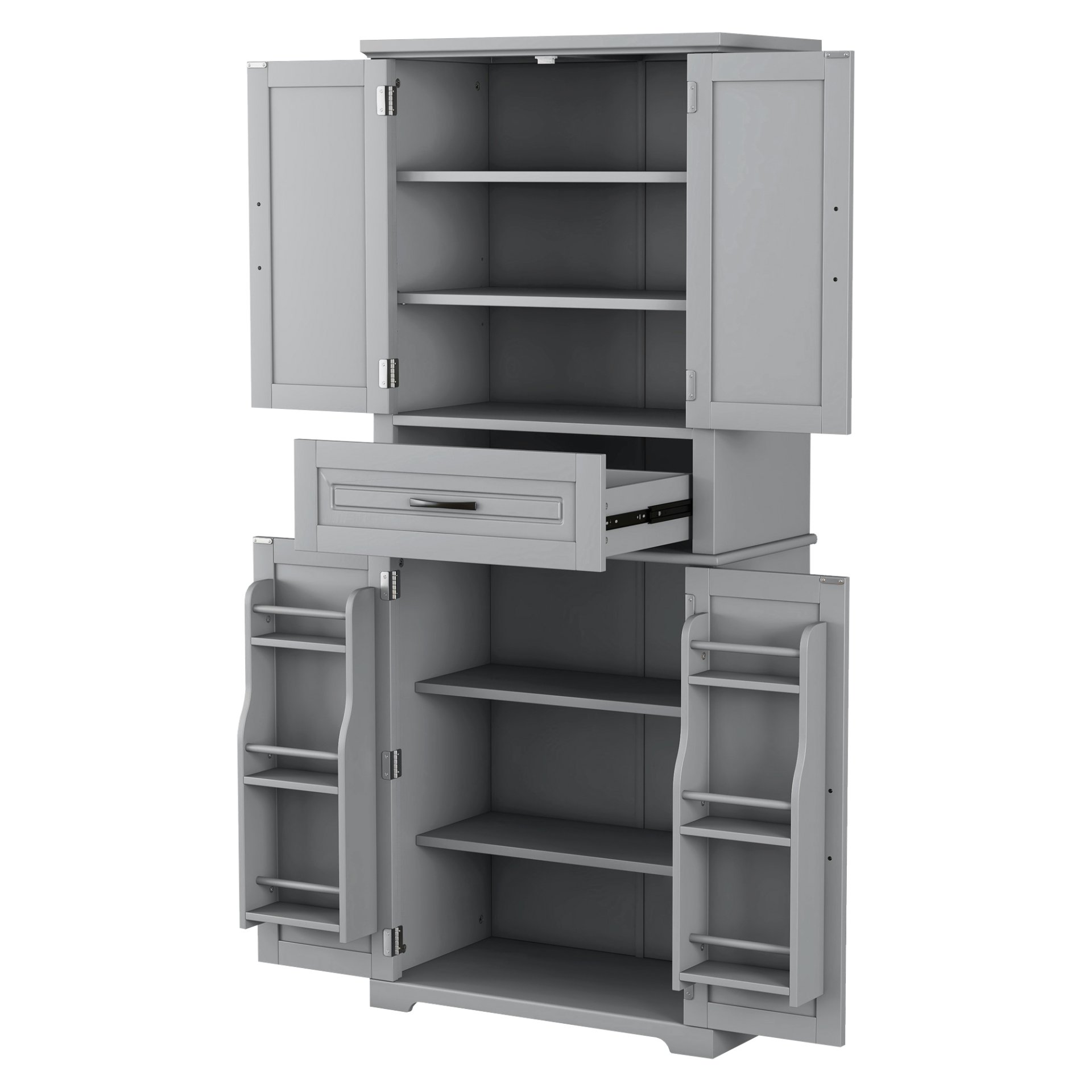 Bathroom Storage Cabinet With Multi Functional Storage Space, Material, Adjustable Shelf, Slide Rail Drawer - Gray - Image 19
