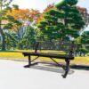 Outdoor Steel Bench With Backrest - Black - Image 2