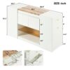 Modern Luxury Multi-Functional Island Vanity Dresser And Storage Cabinet With Glass Tabletop, Display Shelf, 6 Drawers For Walk In Wardrobe And Bedroom - Cream White - Image 3