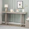 Console Table Stylish Rectangular Entryway Table Outdoor Console Table For Patio Sturdy Construction Hall Table - Gray - Image 5