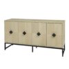 Carved 4 Door Sideboard, Sideboard Buffet Cabinet With Storage, Modern Coffee Bar Cabinet With Adjustable Shelf For Living Room - Natural - Image 9