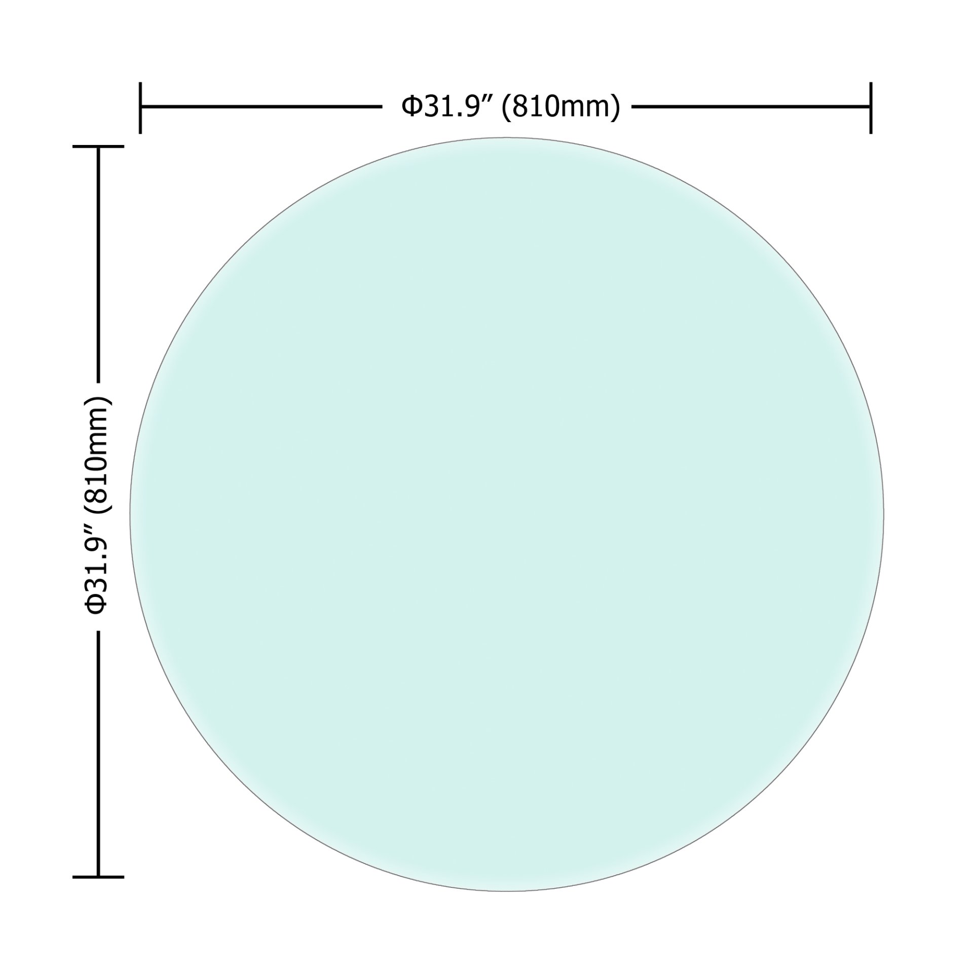 32" Round Tempered Glass Table, Top Clear Glass 1 / 2" Thick Beveled Polished Edge - Transparent - Image 2