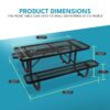 Outdoor Steel Picnic Rectangular Table With Umbrella Pole - Black - Image 7