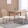 Homcom - French Style Upholstered Dining Chair Set, Armless Accent Side Chairs With Rattan Backrest And Linen-Touch Upholstery (Set of 2) - Cream White - Image 2