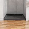 Shower Base, Anti Slip Center Drain Single Threshold - Black - Image 5