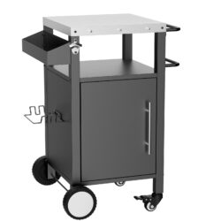 Outdoor Grill Cart With Storage, Rolling Bar Cart With Hooks And Spice Rack Stainless Steel - Black / Silver