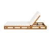 Premium Acacia Wood Lounge Chaise Set With Water Resistant Cushions, Adjustable Recline - Cream / Teak - Image 12