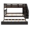 Full Over Full Stairway Bunk Bed With Twin Size Trundle, Storage And Guard Rail For Bedroom - Espresso - Image 2