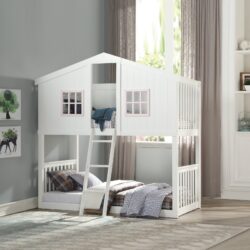 Rohan - Twin / Twin Bunk Bed - Pink / White