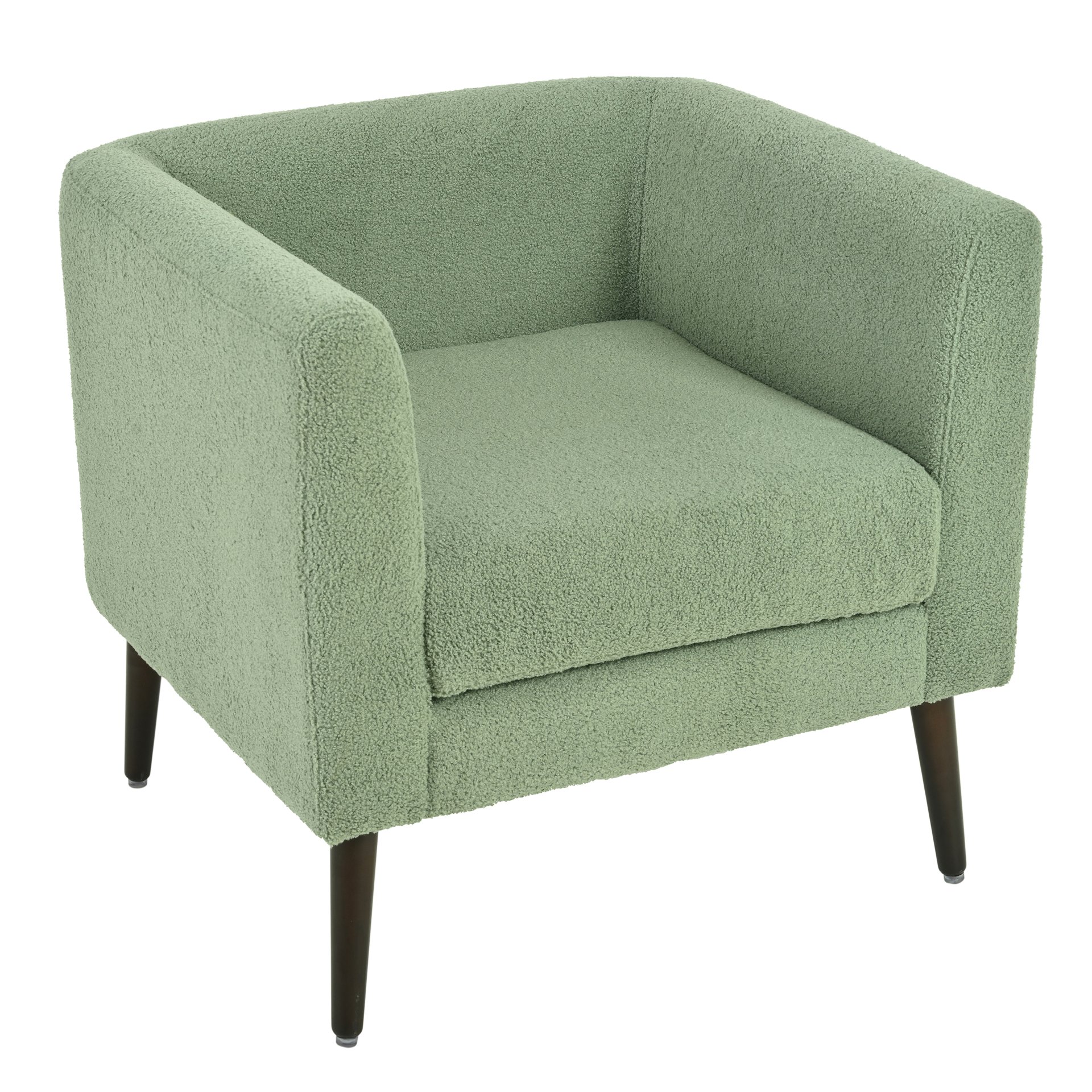 Modern Accent Chair, Upholstered Armchair For Living Room, Mid Century Fabric Lounge Chair With Pillow, Comfortable Reading Chair With Wood Legs For Living Room, Reception Room - Light Green - Image 21