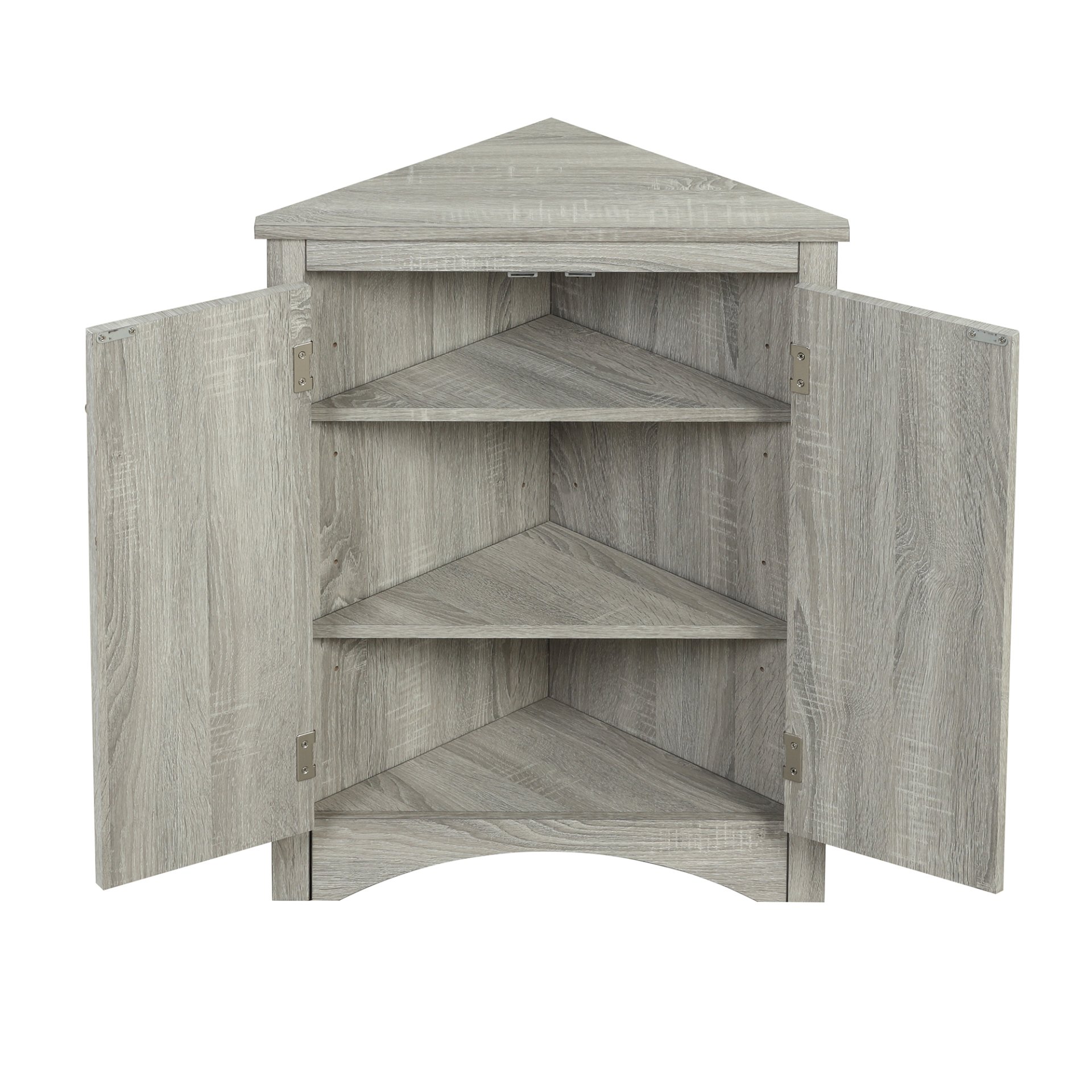 Triangle Bathroom Storage Cabinet With Adjustable Shelves, Freestanding Floor Cabinet For Home Kitchen - Oak - Image 16