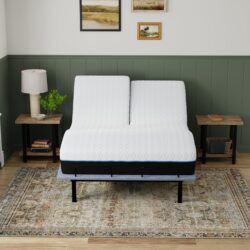 Copper Lux - 12" Split Top King Soft Memory Foam Mattress With Phase Change Cooling Fabric - White / Gray