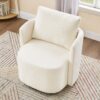 360° Swivel Chair With Upholstered Curved Design - Beige - Image 10