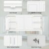 4 Door Sideboard Storage Cabinet With Door Shelf For Living Room And Dining Room, 2 Large Cabinets With Adjustable Shelf - White - Image 7