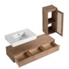 Imitative Wall Mounted Bathroom Vanity With Resin Sink And Side Cabinet, Soft Close Drawers - Imitative Oak - Image 14