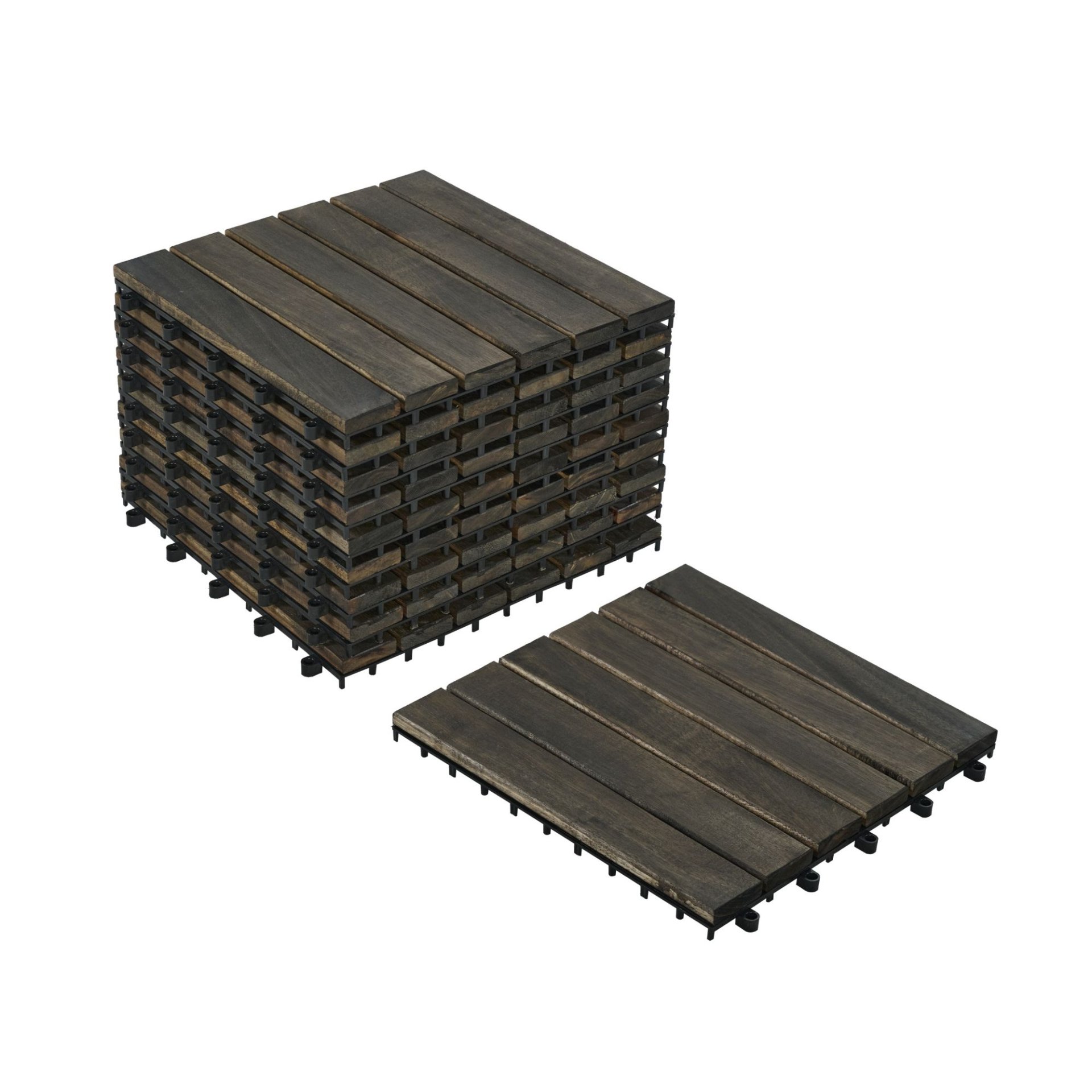 Interlocking Deck Tiles Striped Pattern - Dark Brown - Image 25