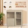 Wood 4 Tier Hamster Cage With Windows And Storage Cabinet - Teak - Image 6