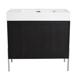 Minimalist 36" Freestanding Bathroom Vanity With Resin Sink And Storage Cabinet - Dark Oak