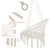 Macrame Hanging Hammock Chair, Cotton Rope Swing For Indoor And Outdoor Use, 330 Lbs Capacity - Beige - Image 4