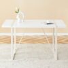 Industrial Rectangular Style Dining Table For 4 - 6 People With Thick Top And Metal Legs Frame - White - Image 5