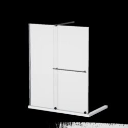 Frameless Shower Door Single Sliding, Adjustable Zinc Roller Rail - Chrome