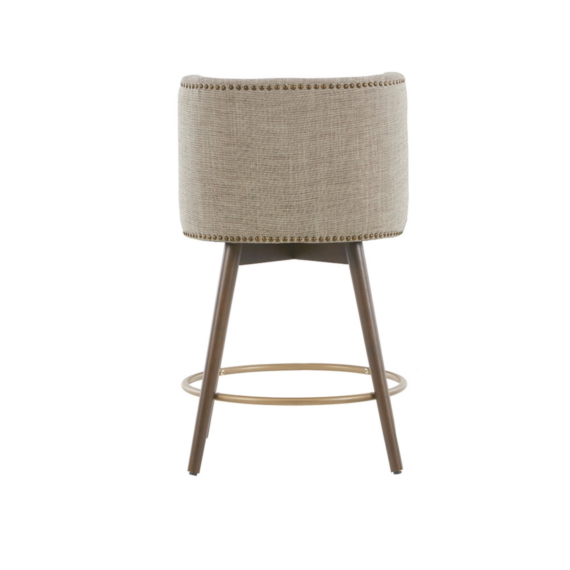 Swivel Counter Stool With Antique Bronze Detailing - Beige Multi - Image 6