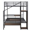 Full Over Full Bunk Bed With Lateral Storage Ladder And Wardrobe - Black - Image 4