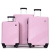 3 Piece Luggage Sets Lightweight Suitcase With Two Hooks, Spinner Wheels, (20/24/28) - Pink - Image 14
