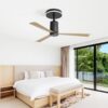 Modern Flush Mount Ceiling Fan With Led Light And Remote Control, 3 ABS Blades Noiseless Reversible Dc Motor For Patio Living Room - Matte Black - Image 6