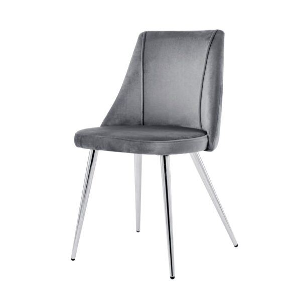 Modern Velvet Dining Chairs, Upholstered Accent Chairs With Chrome Legs For Home And Kitchen - Gray
