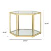 Modern Design Living Room Coffee Table With Stainless Steel Frame And Tempered Glass - Gold - Image 2