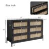 Modern Cannage Rattan Wood Closet 6 Drawer Dresser Wood Storage Cabinet Sideboard For Bedroom, Living Room, Entryway, Hallway - Black - Image 3